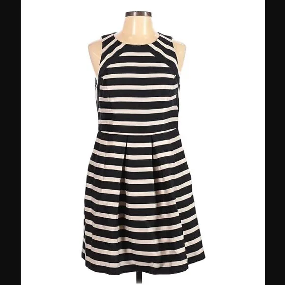 Eliza J Mini Dress 12P Petite Stripe Fit & Flare Party Cocktail Wedding Luxury - Picture 3 of 9